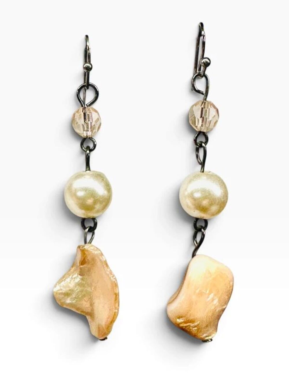 Handcrafted Vintage-Style Faux Pearl Dangle Earrings